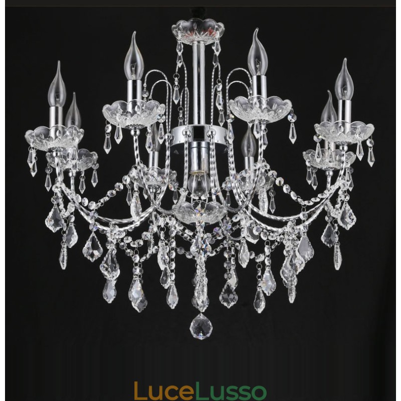 Elegante lampadario di cristallo con 9 luci