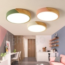 Moderna plafoniera in acciaio e legno contemporanea