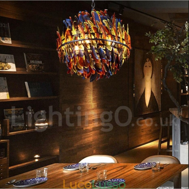 Lampadario a sospensione retrò in acciaio