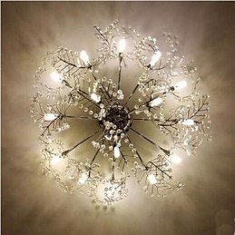 Lampada da soffitto in cristallo deciduo inciso in acciaio inossidabile