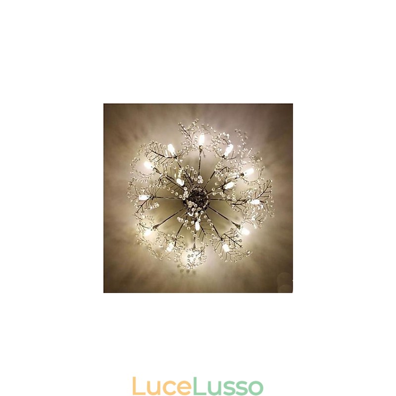 Lampada da soffitto in cristallo deciduo inciso in acciaio inossidabile