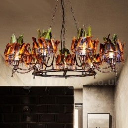 Lampadario a sospensione retrò in acciaio