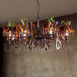 Lampadario a sospensione retrò in acciaio