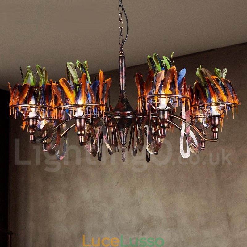 Lampadario a sospensione retrò in acciaio
