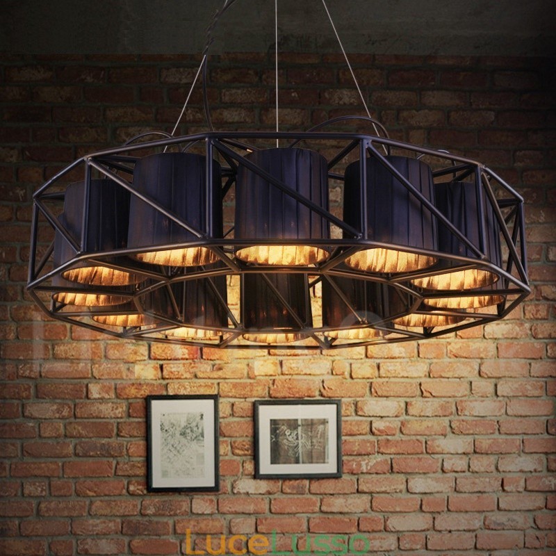 Lampadario a sospensione in stile industriale in acciaio