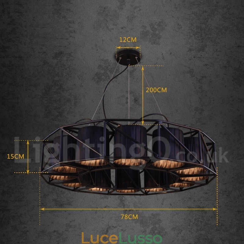 Lampadario a sospensione in stile industriale in acciaio