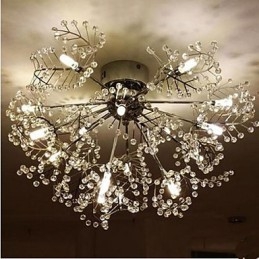 Lampada da soffitto in cristallo deciduo inciso in acciaio inossidabile