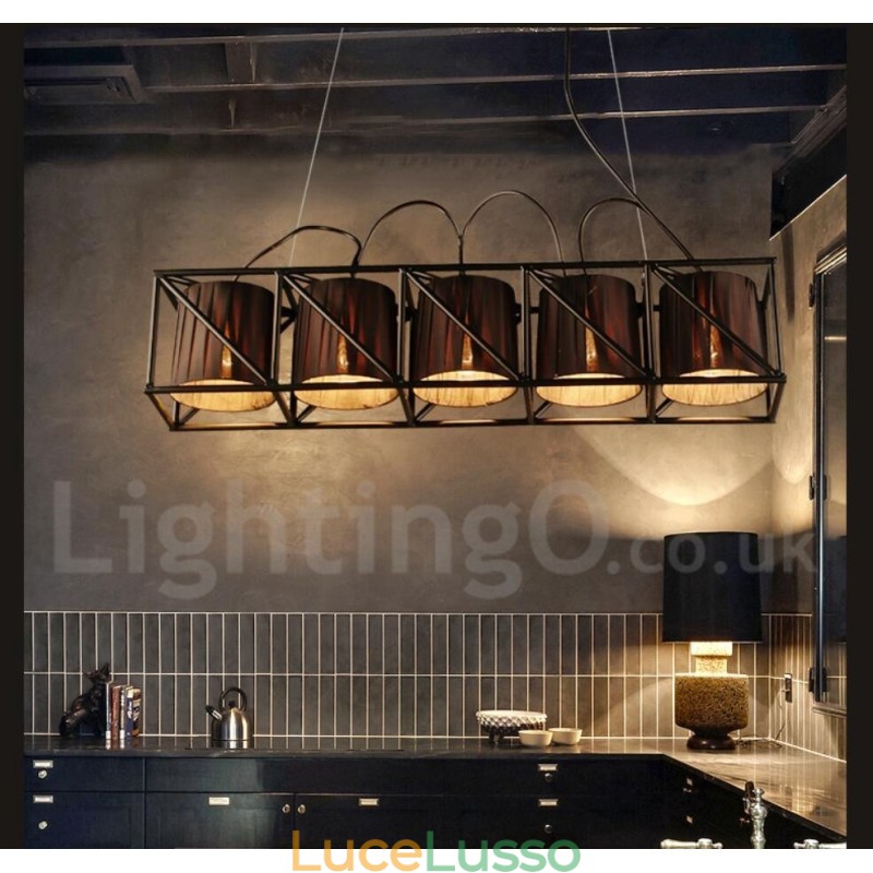 Lampadario a sospensione in stile industriale in acciaio