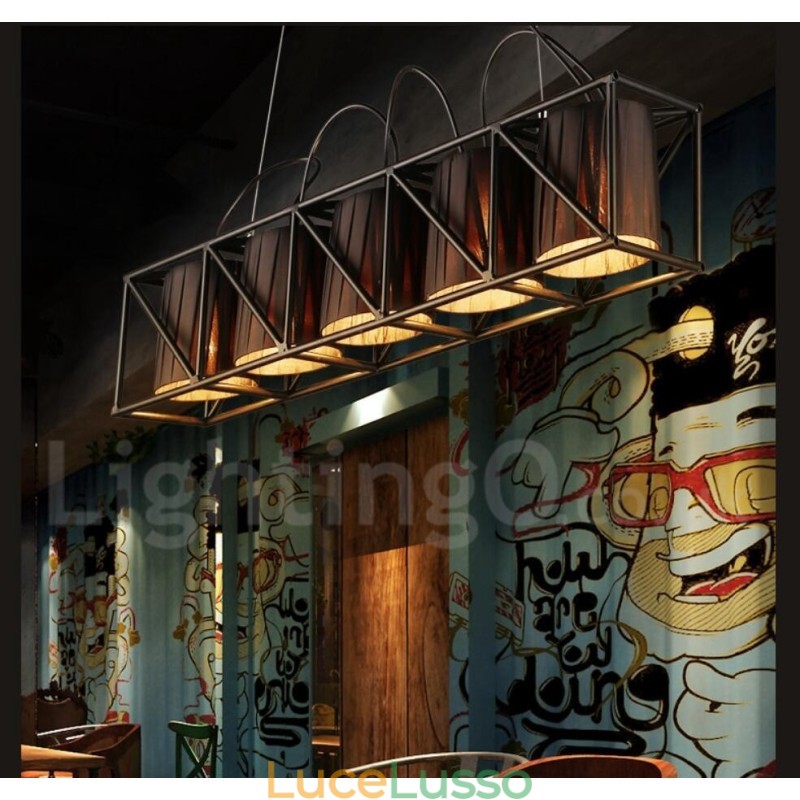 Lampadario a sospensione in stile industriale in acciaio