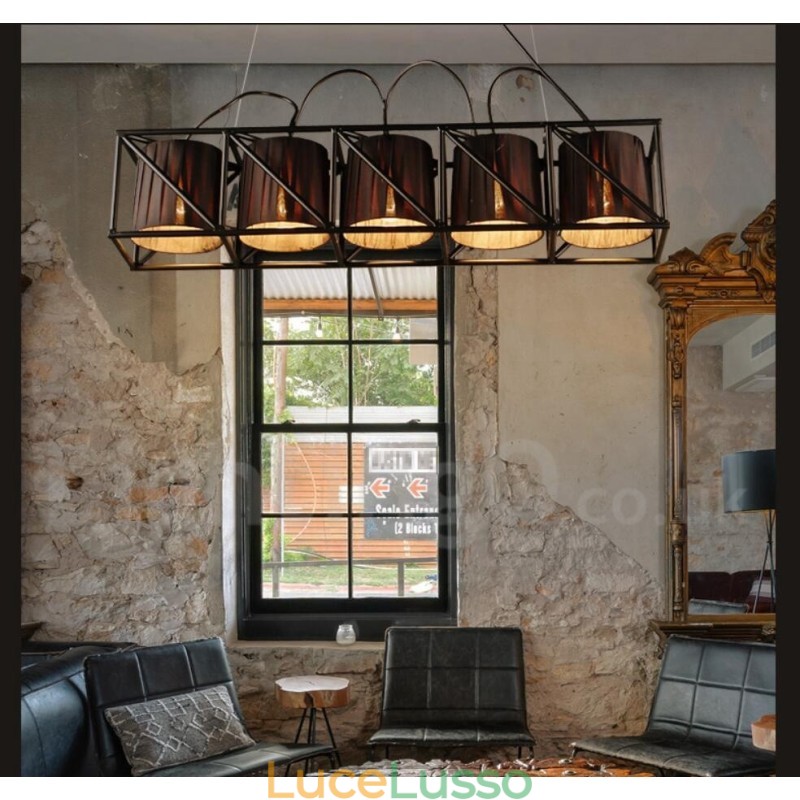 Lampadario a sospensione in stile industriale in acciaio