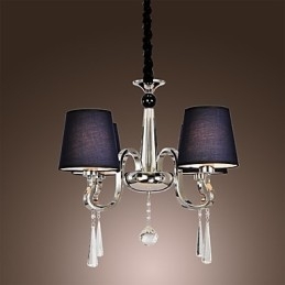 Lampadario vintage 4 luci classico tessuto metallo dipinto
