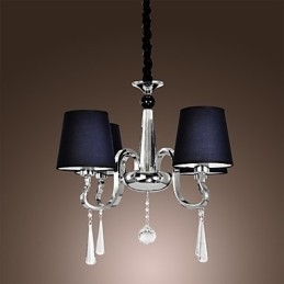 Lampadario vintage 4 luci classico tessuto metallo dipinto