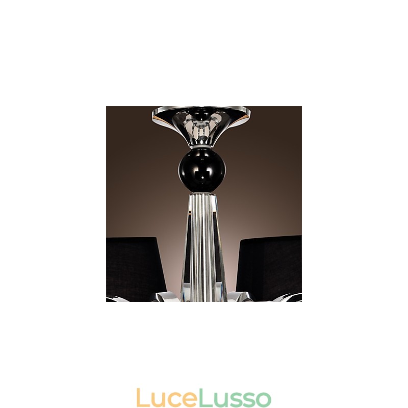 Lampadario vintage 4 luci classico tessuto metallo dipinto