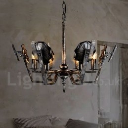 Lampadario a sospensione in stile industriale in acciaio
