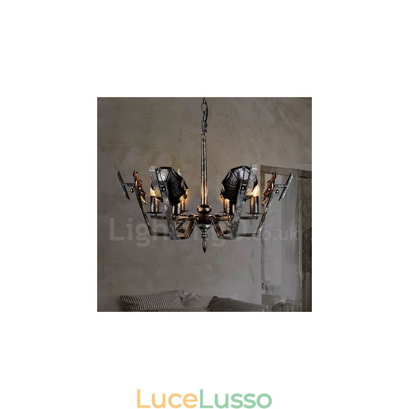 Lampadario a sospensione in stile industriale in acciaio