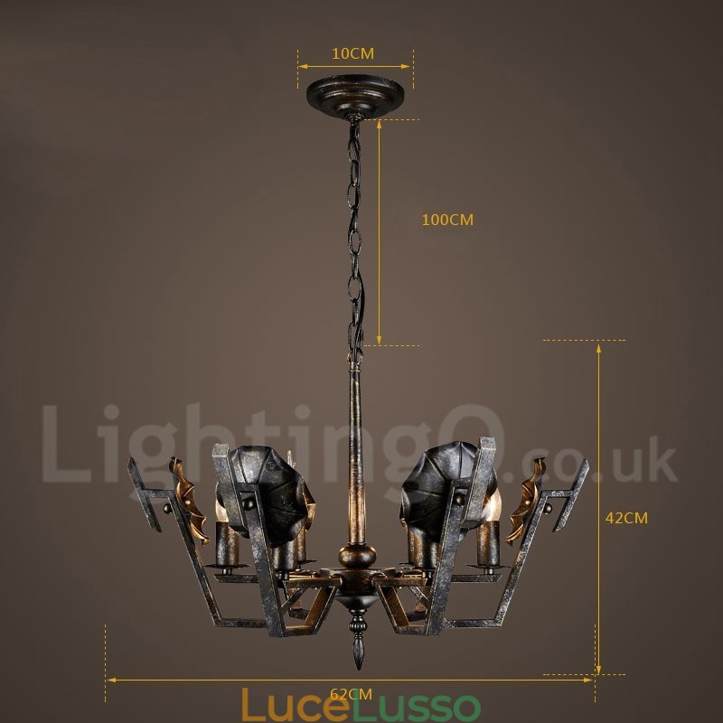 Lampadario a sospensione in stile industriale in acciaio