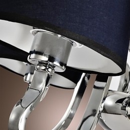 Lampadario vintage 4 luci classico tessuto metallo dipinto