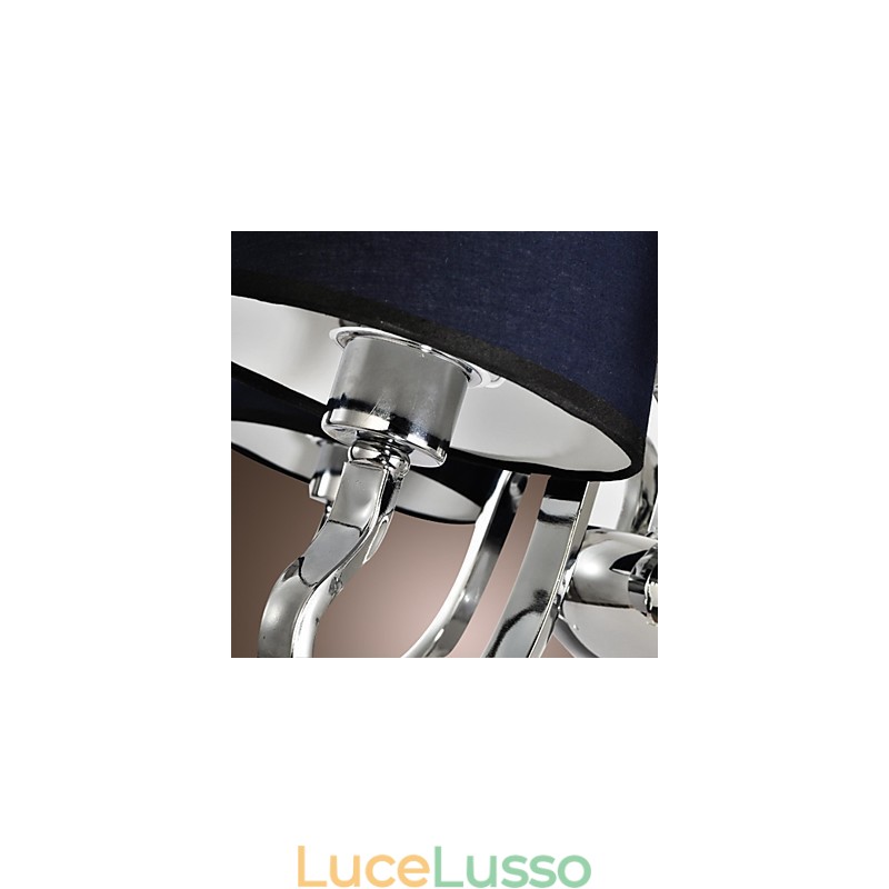 Lampadario vintage 4 luci classico tessuto metallo dipinto