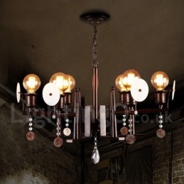 Lampadario a sospensione in cristallo acrilico in stile industriale in acciaio