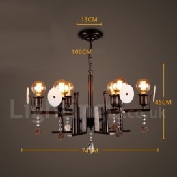 Lampadario a sospensione in cristallo acrilico in stile industriale in acciaio