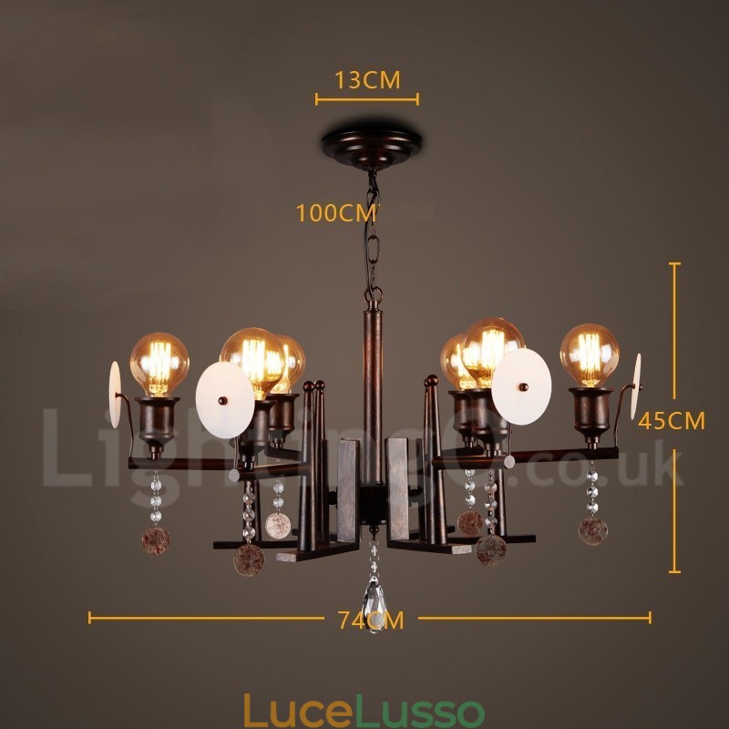 Lampadario a sospensione in cristallo acrilico in stile industriale in acciaio