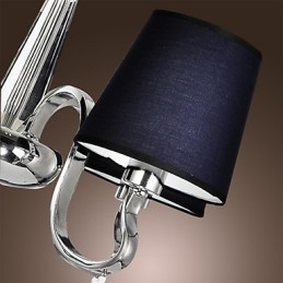 Lampadario vintage 4 luci classico tessuto metallo dipinto