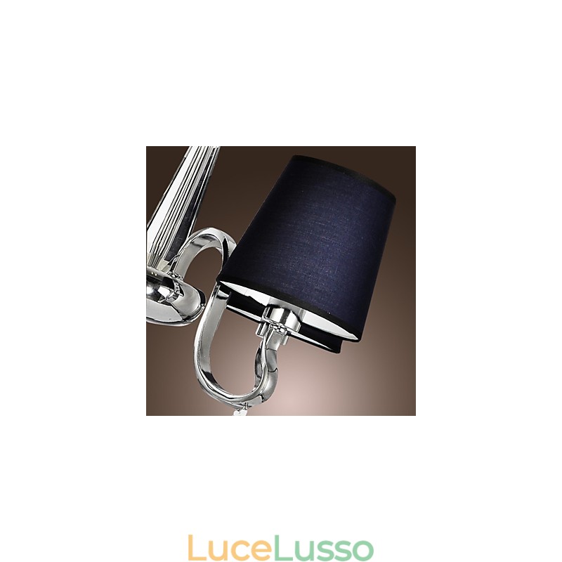 Lampadario vintage 4 luci classico tessuto metallo dipinto