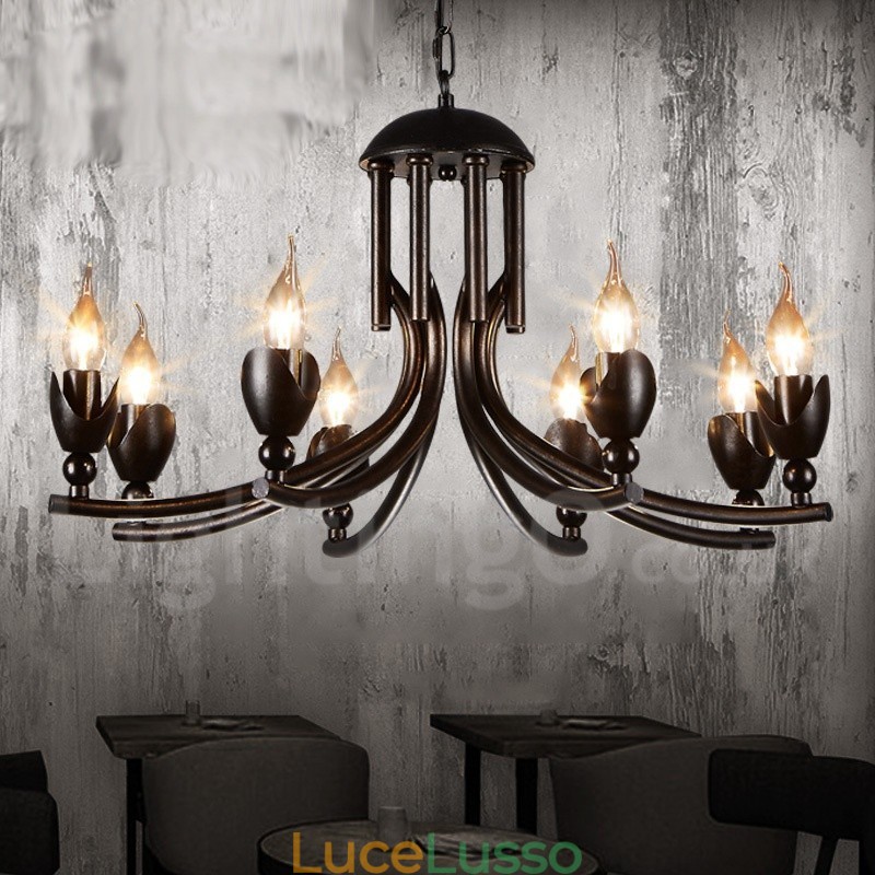 Lampadario a sospensione in stile industriale in acciaio