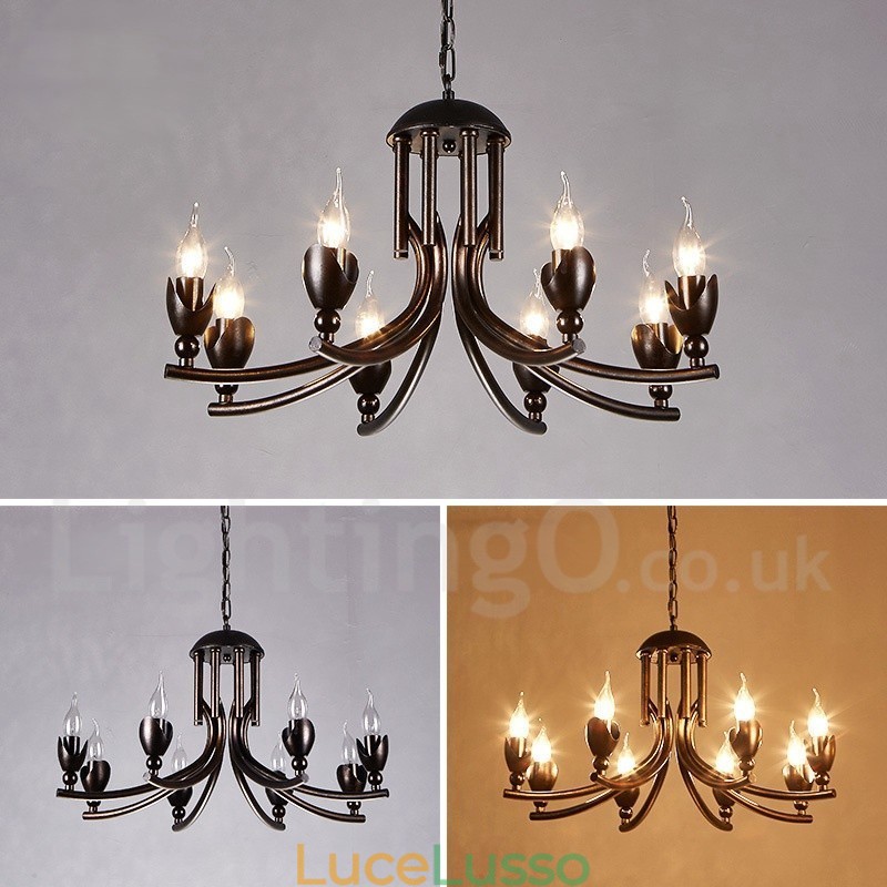 Lampadario a sospensione in stile industriale in acciaio