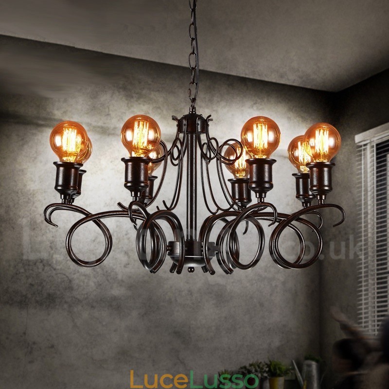 Lampadario a sospensione in stile industriale in acciaio