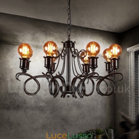 Lampadario a sospensione in stile industriale in acciaio Lampadario a sospensione in stile industriale in acciaio