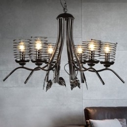 Lampadario a sospensione in stile industriale in acciaio