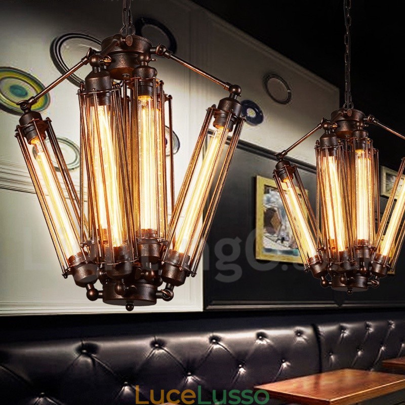 Lampadario a sospensione in stile industriale in acciaio