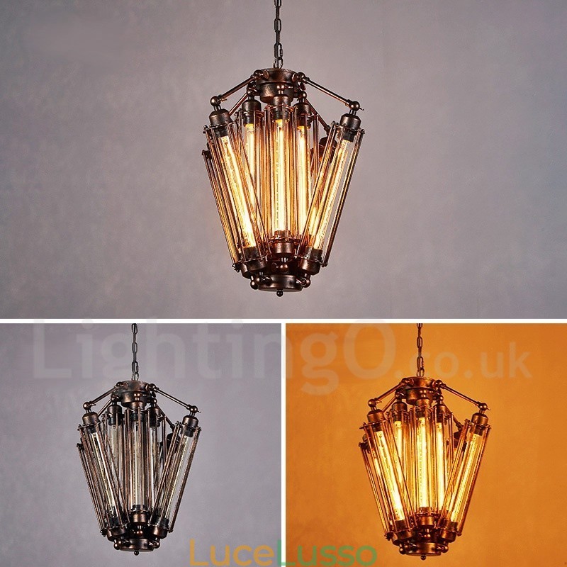 Lampadario a sospensione in stile industriale in acciaio