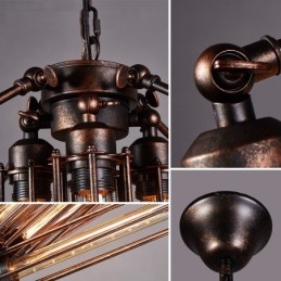 Lampadario a sospensione in stile industriale in acciaio