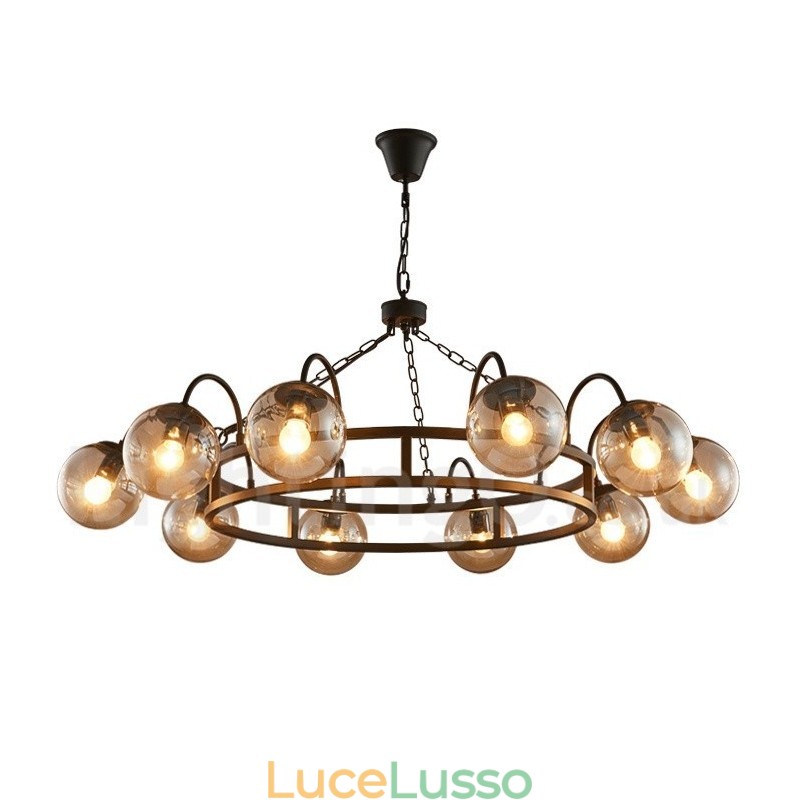 Lampadario a sospensione in stile industriale in acciaio