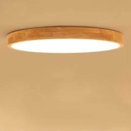 Lampada da soffitto rotonda in legno ultra sottile Lampada da soffitto in legno massello acrilico Luci nordiche