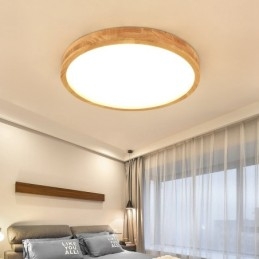 Lampada da soffitto rotonda in legno ultra sottile Lampada da soffitto in legno massello acrilico Luci nordiche