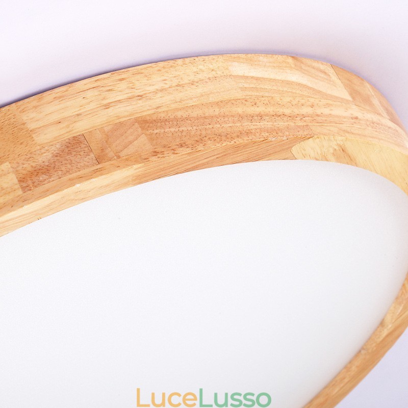Lampada da soffitto rotonda in legno ultra sottile Lampada da soffitto in legno massello acrilico Luci nordiche