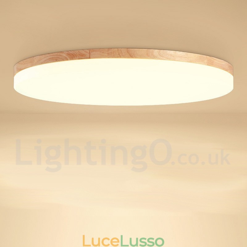 Lampada da soffitto rotonda nordica Lampada da soffitto in legno massello semplice e moderna Lampada da soffitto ultra sottile