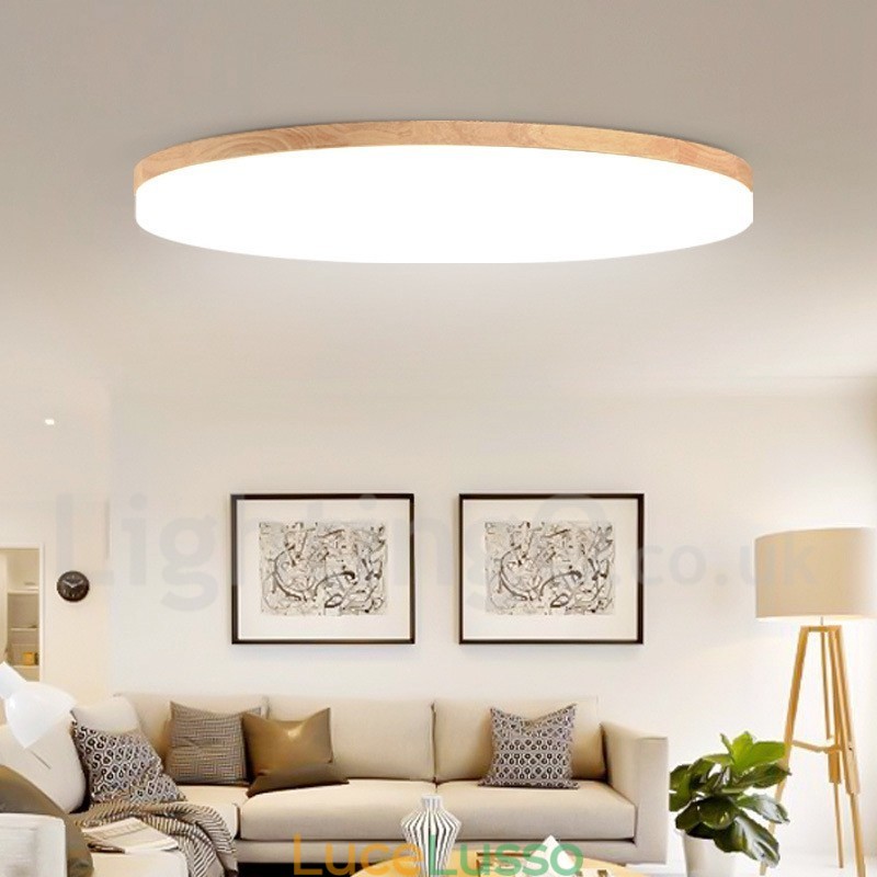 Lampada da soffitto rotonda nordica Lampada da soffitto in legno massello semplice e moderna Lampada da soffitto ultra sottile