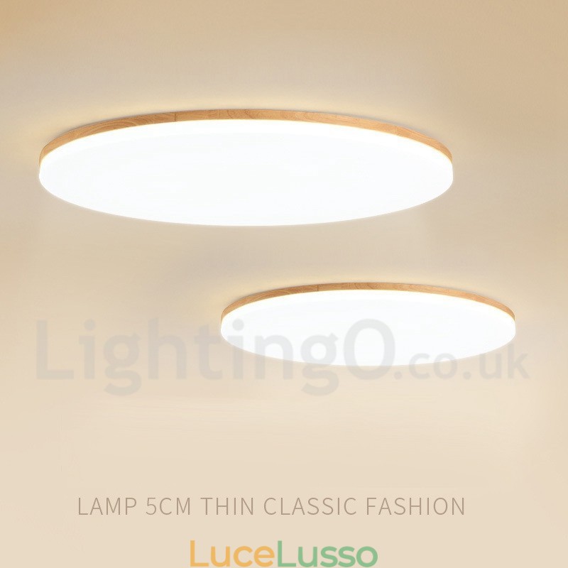 Lampada da soffitto rotonda nordica Lampada da soffitto in legno massello semplice e moderna Lampada da soffitto ultra sottile