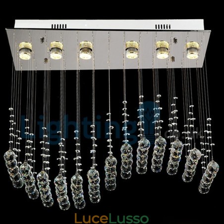 Lampadario moderno contemporaneo a sospensione a filo con luce a goccia di cristallo Lampadario moderno contemporaneo a sospensione a filo con luce a goccia di cristallo