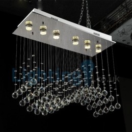 Lampadario moderno contemporaneo a sospensione a filo con luce a goccia di cristallo