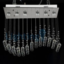 Lampadario moderno contemporaneo a sospensione a filo con luce a goccia di cristallo