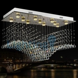 Lampadario moderno contemporaneo a sospensione a filo con luce a goccia di cristallo