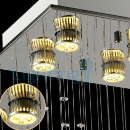 Lampadario moderno contemporaneo a sospensione a filo con luce a goccia di cristallo