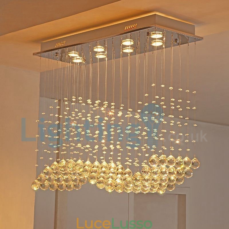 Lampadario moderno contemporaneo a sospensione a filo con luce a goccia di cristallo