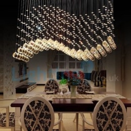 Lampadario moderno contemporaneo a sospensione a filo con luce a goccia di cristallo
