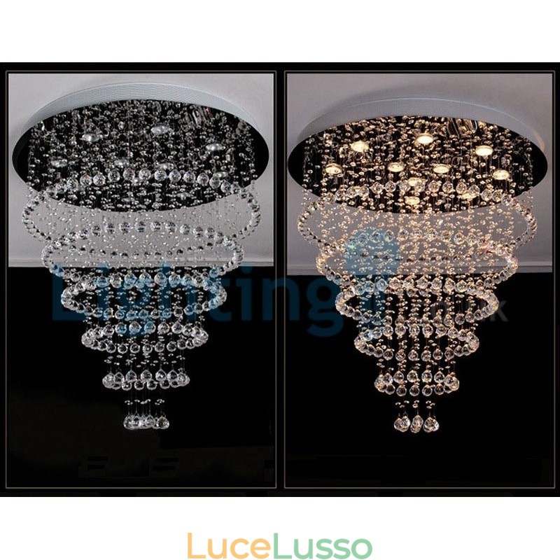 Lampadario moderno contemporaneo a sospensione a filo con luce a goccia di cristallo